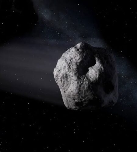 This artist's illustration shows a typical asteroid. While the space rocks largely originate from the main asteroid belt located between Mars and Jupiter, some have been created after impacts chipped off parts of the moon's surface.