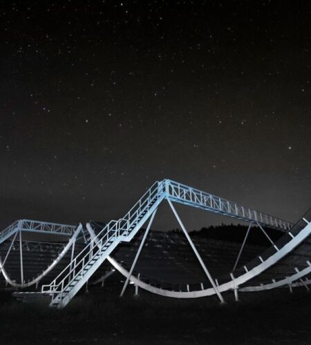 The CHIME radio telescope near Penticton, British Columbia, helped researchers uncover two fast radio bursts detailed in four new studies. FRBs are millisecond-long bright flashes of radio waves from space.