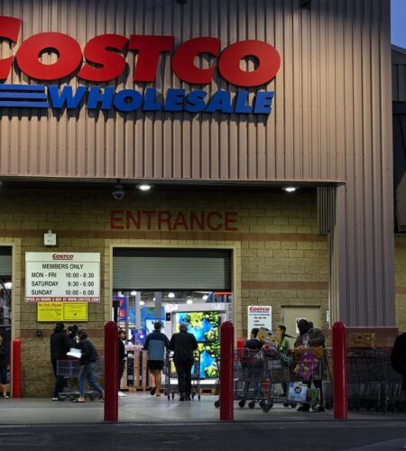 Customers enter a Costco warehouse store in Hawthorne, California.