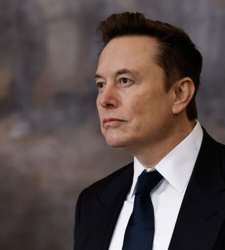 Tesla CEO Elon Musk arrives for the inauguration ceremony before Donald Trump is sworn in as the 47th US President in the US Capitol Rotunda.